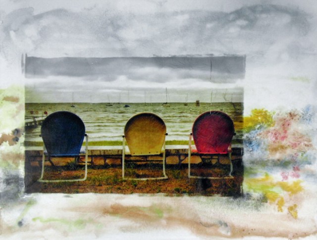 SOLD! 11x14 Mixed Media Painting: Emulsion lift on watercolor painting. ©2013 Jeane Vogel Studios